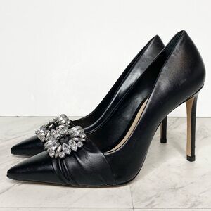 Schutz Meisho Pointy Toe Black Leather Stiletto Pump 6B
